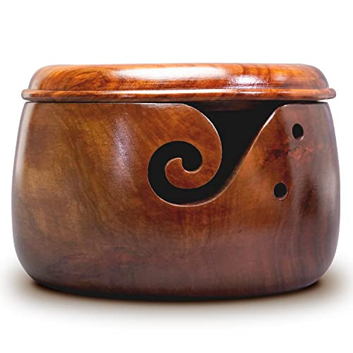Eunoia Wooden Yarn Bowl with Lid